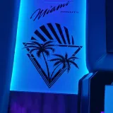 Miami Nights logo lit up inside the party bus